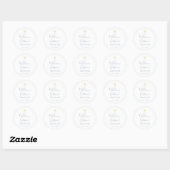 Sticker Rond Croix d'or Baptême Christening Dusty Blue (Feuille)
