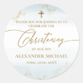 Sticker Rond Croix d'or bleu moderne (Devant)