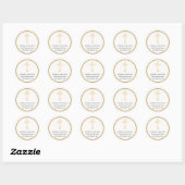 Sticker Rond Croix d'Or de Première Communion (Feuille)