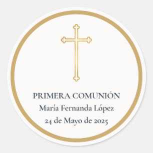 Sticker Rond Croix d'Or de Première Communion