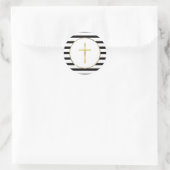 Sticker Rond Croix dorée avec rayure noire et blanche (Sac)