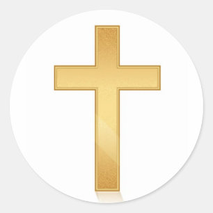 Sticker Rond Croix dorée Moderne Minimaliste Élégante Catholiqu