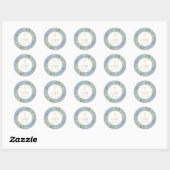 Sticker Rond Croix dorée Monogramme Initiales Verdure Bleu Pous (Feuille)