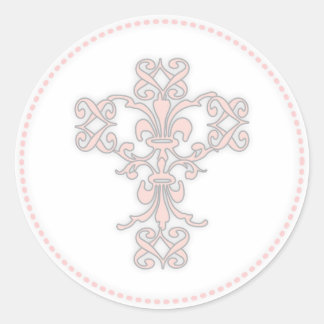 Sticker Rond Croix élégante en rose