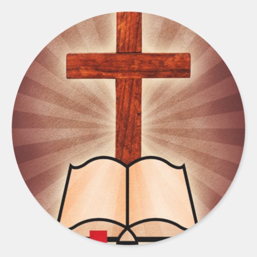 Sticker Rond Croix Et Bible (Devant)