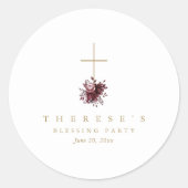 Sticker Rond Croix florale Chrétienne Mère et Blessure Bébé (Devant)