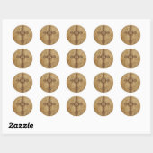 Sticker Rond Croix gothique en pierre (Feuille)