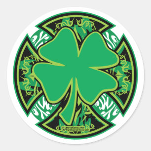 Sticker Rond Croix irlandaise de shamrock