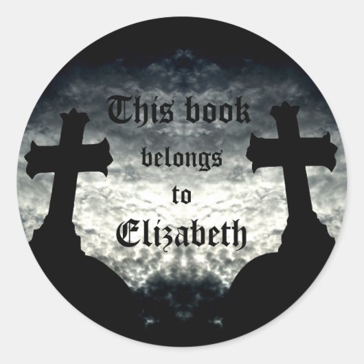 Sticker Rond Croix jumelles Ce livre appartient à (Devant)