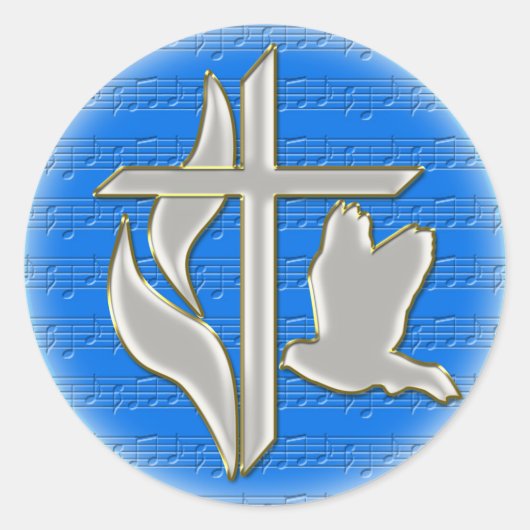 Sticker Rond Croix méthodiste avec la colombe (Devant)