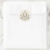 Sticker Rond Croix Monogramme Mariale en Or (Sac)