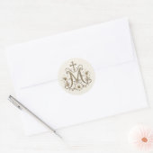 Sticker Rond Croix Monogramme Mariale en Or (Enveloppe)