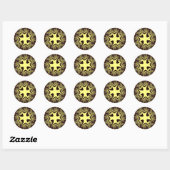Sticker Rond Croix noire et jaune (Feuille)