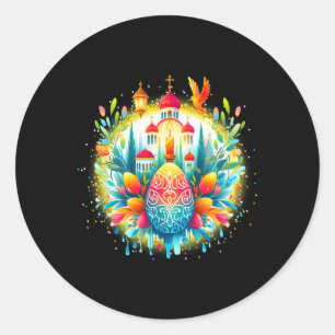 Sticker Rond Croix orthodoxe byzantine gréco-russe Il est ressu