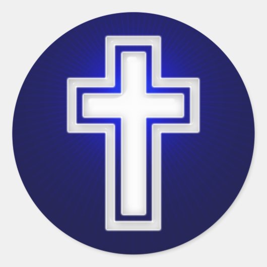 Sticker Rond Croix religieuse blanche | Christian (Devant)