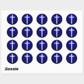 Sticker Rond Croix religieuse blanche | Christian Navy Bleu (Feuille)