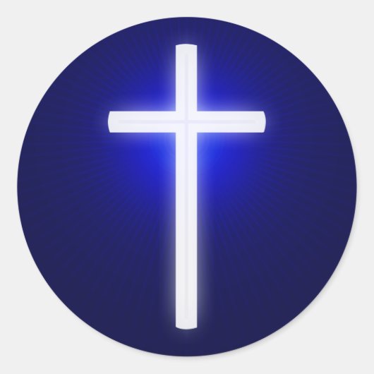 Sticker Rond Croix religieuse blanche | Christian Navy Bleu (Devant)