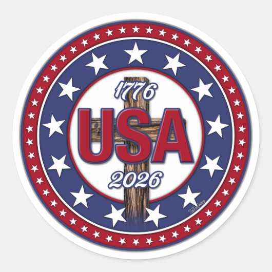 Sticker Rond Croix robuste USA 1776-2026 (Devant)