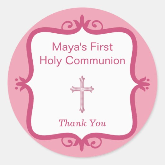 Sticker rond croix rose (Devant)