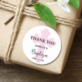 Sticker Rond Croix rose Baptême