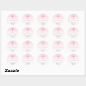 Sticker Rond Croix rose blanche CONFIRMATION Fille Merci (Feuille)