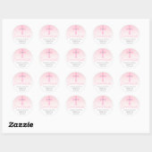 Sticker Rond Croix rose blanche moderne COMMUNION Merci fille (Feuille)
