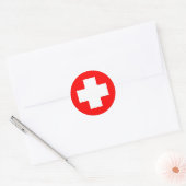Sticker Rond Croix Rouge Produits & Designs ! (Enveloppe)
