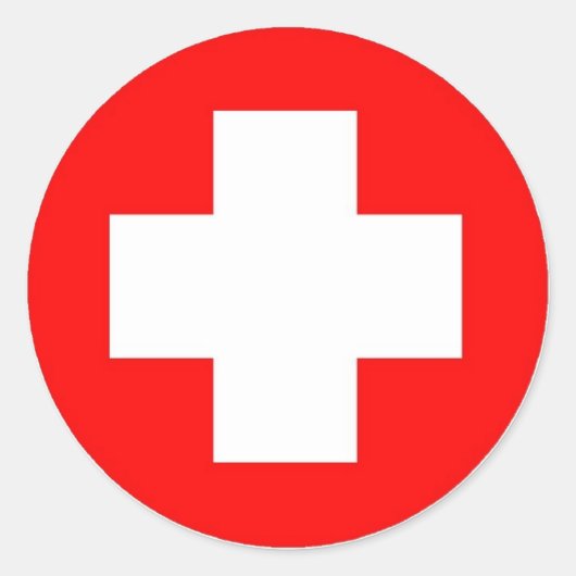 Sticker Rond Croix Rouge Produits & Designs ! (Devant)