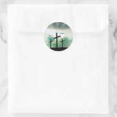 Sticker Rond Croix triple avec fond de ciel bleu (Sac)