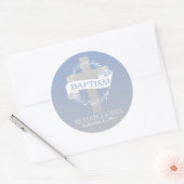 Sticker Rond Croix Wreath | Berries Baptême bébé garçon (Enveloppe)