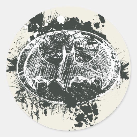 Sticker Rond Croquis Batman Grunge Splatter (Devant)