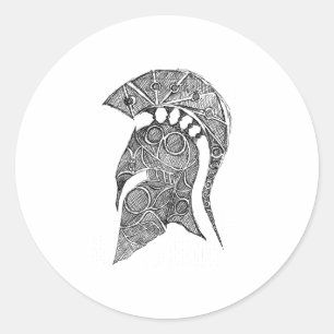 Sticker Rond Croquis de casque spartiate