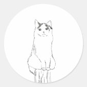 Sticker Rond Croquis de chat mignon moderne (Devant)