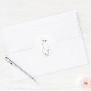 Sticker Rond Croquis de chat mignon moderne