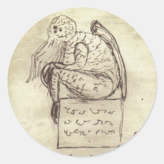 Sticker Rond Croquis de Cthulhu par Lovecraft (Devant)