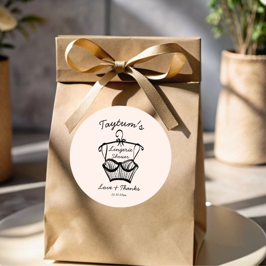 Sticker Rond Croquis de frontière ondulée de lingerie pour la d