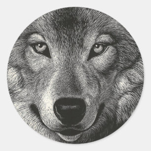 Sticker Rond Croquis de loup