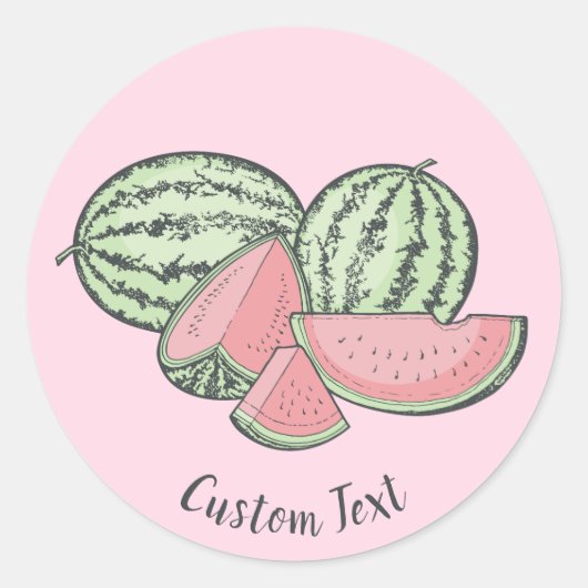 Sticker Rond Croquis de pastèque (Devant)