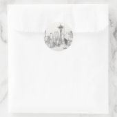 Sticker Rond Croquis de Seattle (Sac)