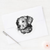 Sticker Rond Croquis en tête de canine (Enveloppe)