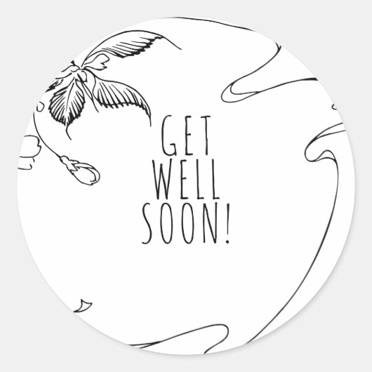 Sticker Rond Croquis floral obtenir bien (Devant)