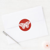 Sticker Rond Croquis papillon, rouge et blanc foncé (Enveloppe)