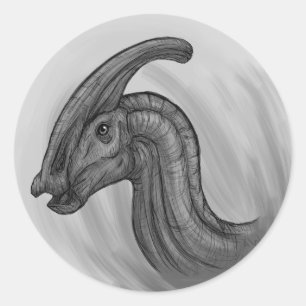 Sticker Rond Croquis Parasaurolophus