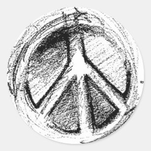 Sticker Rond Croquis urbain grunge de signe de paix dans le
