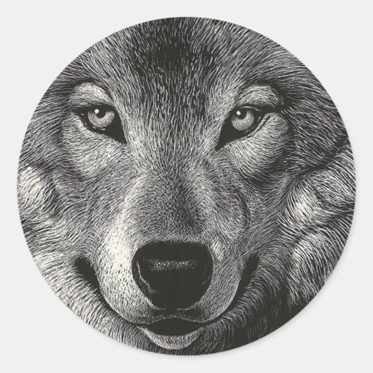 Sticker Rond Croquis Wolf (Devant)