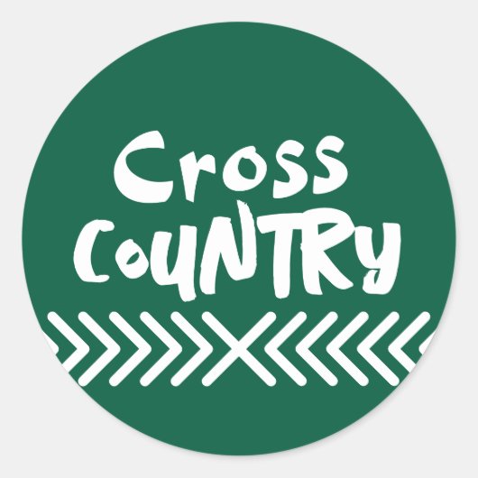Sticker Rond cross country running typography green and white (Devant)