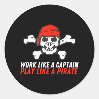 Sticker Rond Crossbones Buccaneer Travaille Comme Un Capitaine