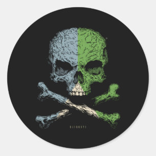 Sticker Rond Crossbones de crâne Drapeau Djibouti Squelette Dji