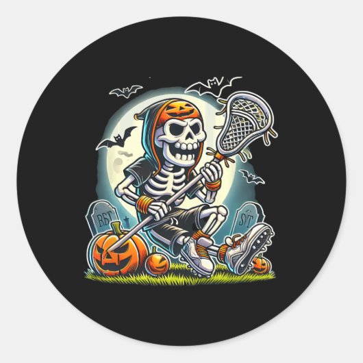 Sticker Rond Crosse de squelette d'Halloween (Devant)