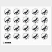 Sticker Rond Crow avec la lune (Feuille)